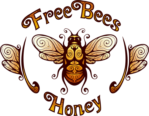 Freebees honey logo showing an illustration of a honey bee.